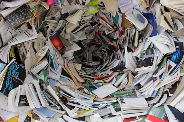 Swirl of books and papers